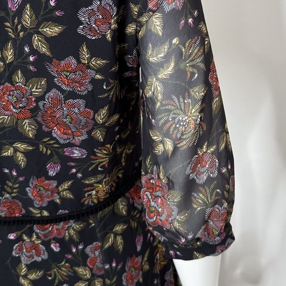 Anthropologie Laia Ines Floral Print Contrast Maxi Dress in Black Motif Size S - Picture 15 of 17
